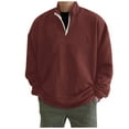 thumbnail image 1 of Uooqdmx Sweatshirts for Men Quarter Zip Pullover Men Casual Loose Hoodless Oversize Zipper Solid Stand Collar Pullover Sweater Top Men's Fashion Hoodies & Sweatshirts Red 2xl, 1 of 6