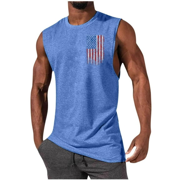 Uooqdmx Tank Tops Men Mens Undershirts Workout Tank Tops Beach Tank Tops for Tank Tops Summer American Flag Tank Top Custom Tank Top Men Casual Shirts for Men Blue M