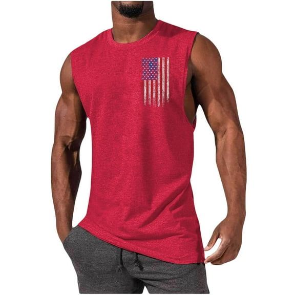 Uooqdmx Tank Tops Men Mens Undershirts Workout Tank Tops Beach Tank Tops for Tank Tops Summer American Flag Tank Top Custom Tank Top Men Casual Shirts for Men Red L
