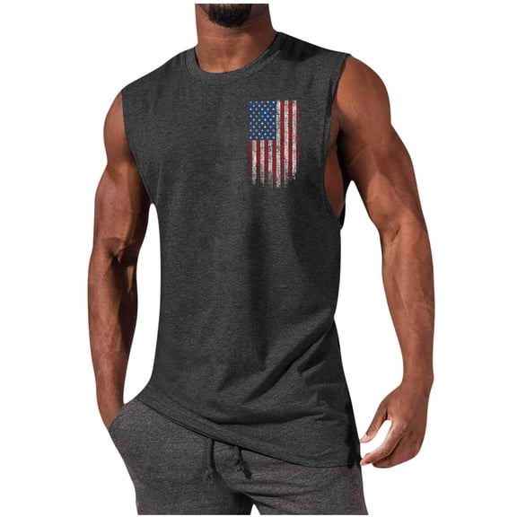 Uooqdmx Tank Tops Men Mens Undershirts Workout Tank Tops Beach Tank Tops for Tank Tops Summer American Flag Tank Top Custom Tank Top Men Casual Shirts for Men Dark Gray XL