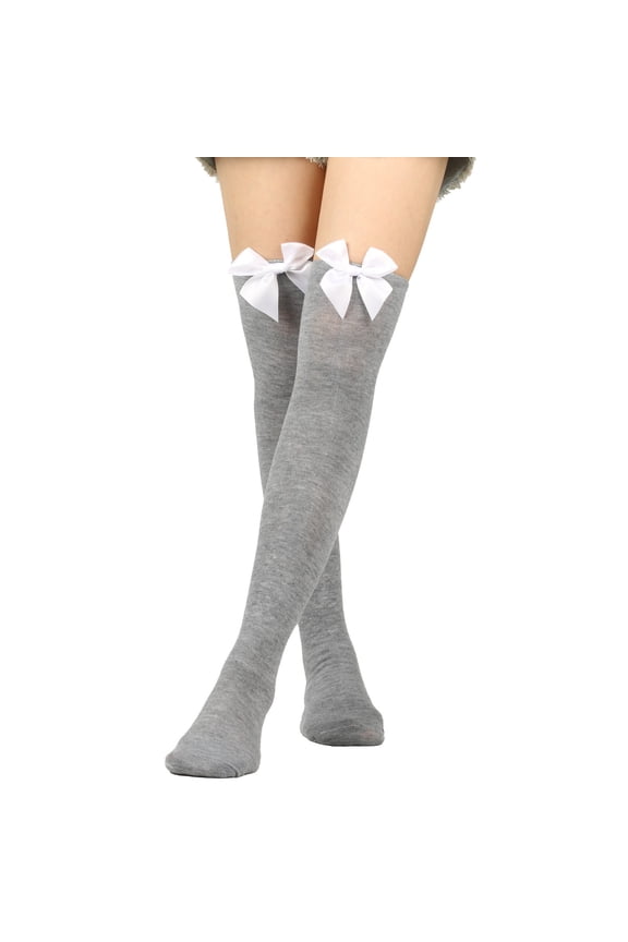 Thigh High Socks, Bow Stockings for Women, Cotton Socks for Women, Boot Stockings for Women, Cute Socks, G One Size