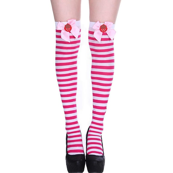 Uooqdmx Thigh High Socks, Striped Thigh High Socks, Cute Socks, Boot Stockings for Women, Leg Warmers Y2k, Hot Pink B