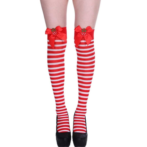 Uooqdmx Thigh High Socks, Striped Thigh High Socks, Cute Socks, Boot Stockings for Women, Leg Warmers Y2k, Red A
