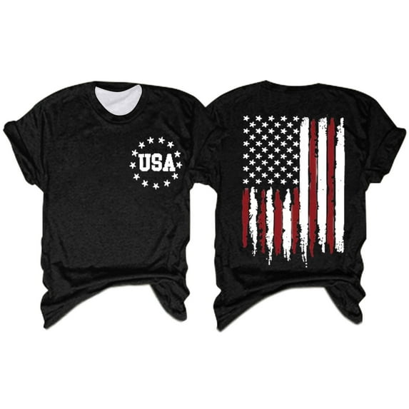 Uooqdmx Tops for Women Trendy Womens Blouses Casual Printing Short Sleeves Round Neck Loose T Shirt Blouse Tops Tunic Tops for Women Loose Fit Dressy Black L