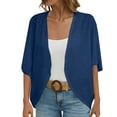 thumbnail image 1 of Uooqdmx Womens Cardigan Short Sleeve Cardigans for Women Court Lock Spring and Summer Solid Color Circle Short Sleeved Cardigan Casual Loose Top Plus Size Cardigan Dark Blue XL, 1 of 6