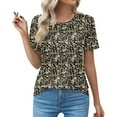 thumbnail image 1 of Uooqdmx Womens Tops Comfort Colors Tshirt Casual Crew Neck Short Sleeve Pleated Tops Blouses Fashion Clothes 2024 Summer Tops for Women 2024 Coffee 2XL, 1 of 7