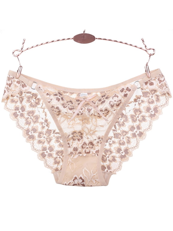 Womens Underwear Underwear for Women Briefs Lace Embroidery G-string Low-waist Thong Ladies Underwear Panties Beige One Size