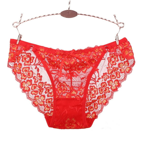 Uooqdmx Womens Underwear Underwear for Women Briefs Lace Embroidery G-string Low-waist Thong Ladies Underwear Panties Red One Size