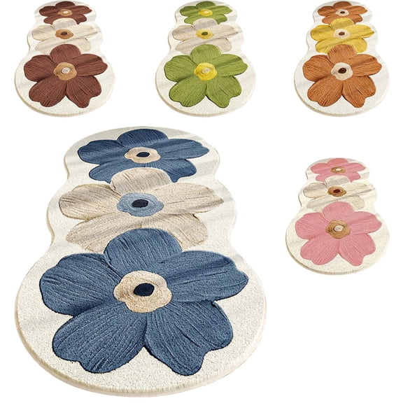 Clearance! Upgraded Cute Rugs for Bedroom, Floral Area Rug, Non-Slip Absorbent Bathroom Mat Super Cute Machine Washable Bathroom Mat Floral Soft Fluffy Bath Mat 47"x15" A