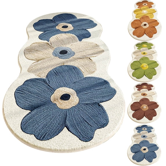 Clearance! Upgraded Cute Rugs for Bedroom, Floral Area Rug, Non-Slip Absorbent Bathroom Mat Super Cute Machine Washable Bathroom Mat Floral Soft Fluffy Bath Mat 47"x20" A