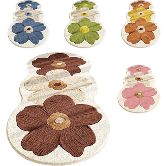 Clearance! Upgraded Cute Rugs for Bedroom, Floral Area Rug, Non-Slip Absorbent Bathroom Mat Super Cute Machine Washable Bathroom Mat Floral Soft Fluffy Bath Mat 47"x15" B