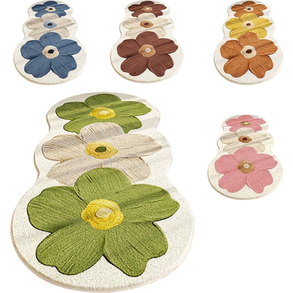 Clearance! Upgraded Cute Rugs for Bedroom, Floral Area Rug, Non-Slip Absorbent Bathroom Mat Super Cute Machine Washable Bathroom Mat Floral Soft Fluffy Bath Mat 47"x15" C
