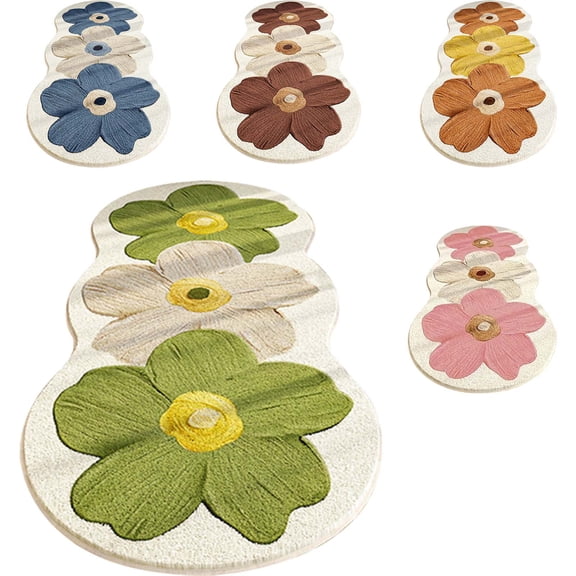 Clearance! Upgraded Cute Rugs for Bedroom, Floral Area Rug, Non-Slip Absorbent Bathroom Mat Super Cute Machine Washable Bathroom Mat Floral Soft Fluffy Bath Mat 47"x15" C
