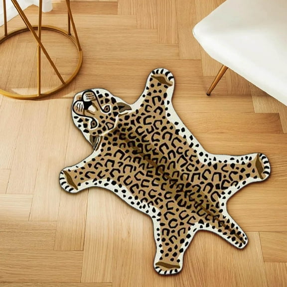 Clearance! Upgraded Leopard Print Rug,Bath Mat for Bathroom Cartoon Cheetah Tiger Door Non Slip Animals Printed Area Rug Absorbent Bathtub Playroom Shower Rugs 17"X29" C
