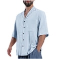 thumbnail image 1 of Uuder 10$!Fashion Fall Cotton and Linen Shirts for Mens Plus Size Casual Solid Color Short Sleeve Turndown Collar Blouse Top, 1 of 5