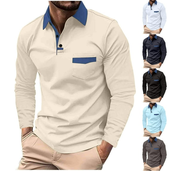 Clearance Uuder 10$!Fashion Fall Shirts for Mens Plus Size Solid Color Sport Shirt With Button Lapel Long Sleeve Lapel Top/Shirt
