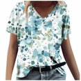 thumbnail image 1 of Clearance V Neck Top for Women Women's Vintage T Shirts V Neck Printed Shirts Short Sleeves Loose Fit Tunic Tops Summer Casual Top, 1 of 4