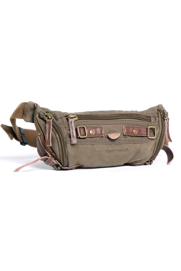 *Clearance* Vagarant Traveler 10.5" Stylish Trapezium Canvas Waist Fanny Pack C83.GRN