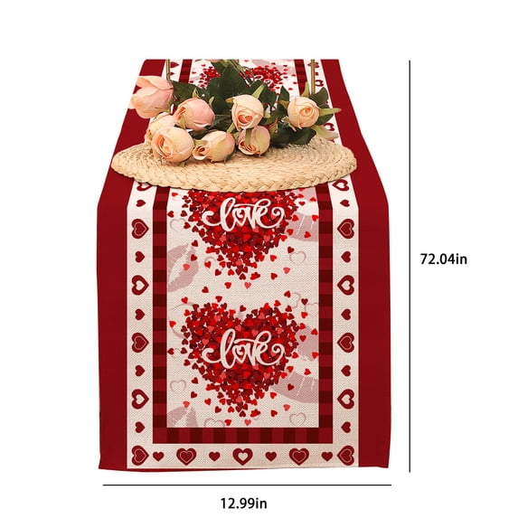 Hvmvliv Valentine Table Runner Valentine'S Day Table Runner Linen Dining Table Runner Decorative For Indoor Valentine Party Rectangle Fabric Table Flag Washable C
