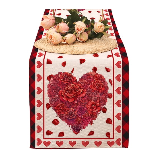 Hvmvliv Valentine Table Runner Valentine'S Day Table Runner Linen Dining Table Runner Decorative For Indoor Valentine Party Rectangle Fabric Table Flag Washable A