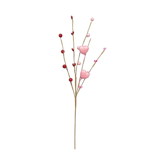 Clearance Valentine's Day Artificial Red Berry Flower Stems Heart Shaped Berry Picks Sprays Branches Valentine's Day Gifts for Valentine's Day Mother's Day Wedding Home Decor,Pink,17"