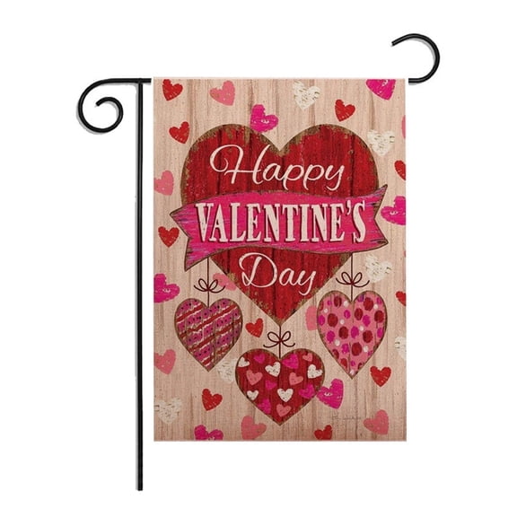 Clearance! Valentine's Day Garden Flags for Outside Linen Courtyard Outdoor Flag Spring Garden Flags 12"x18"