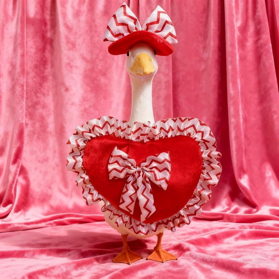 Clearance!!! Valentine's Day Porch Goose Outfit, 23 Inch Goose Costume Red Heart Goose Statues Clothes, Valentines Day Decorations for Porch Lawn Yard Garden Outdoor Decor
