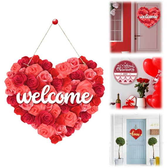 Clearance! Valentines Day Decorations Happy Valentine's Day Signs Hanging Wooden Door Sign Truck Valentine's Day Decor Valentine's Day Heart Wreath Valentine's Day Wall Decorations for Home