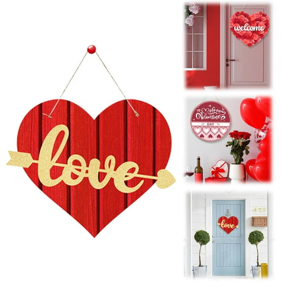 Clearance! Valentines Day Decorations Happy Valentine's Day Signs Hanging Wooden Door Sign Truck Valentine's Day Decor Valentine's Day Heart Wreath Valentine's Day Wall Decorations for Home