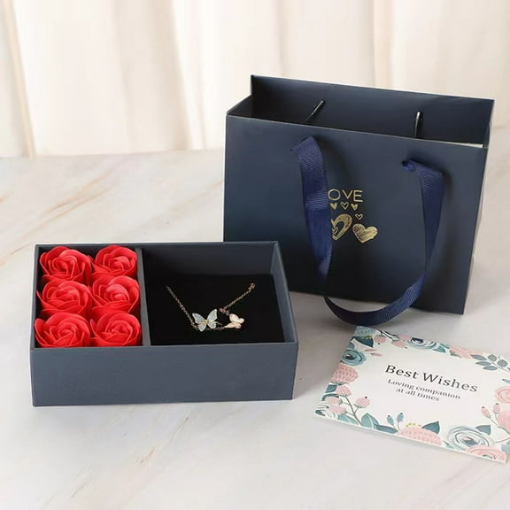 Clearance! Valentines Day Decorations Valentine's Day Jewelry Box Gift Box with Six Roses Ring Pendant Bracelet Box Flip Top Box with Eternal Life. A Box of Flowers