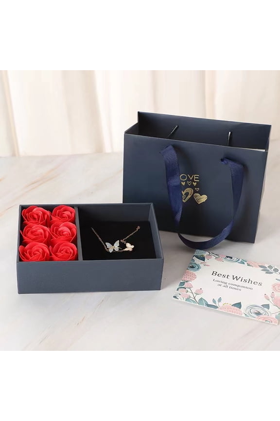 Clearance! Valentines Day Decorations Valentine's Day Jewelry Box Gift Box with Six Roses Ring Pendant Bracelet Box Flip Top Box with Eternal Life. A Box of Flowers