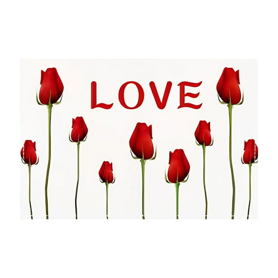 Hvmvliv Valentines Placemats 2025 Valentine's Day Placemats Red Lettering Flower-Print Placemats Holiday Placemats Decorative Thermal Mats Valentines Day Gifts