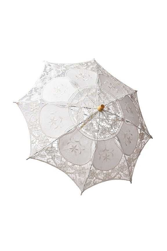 Clearance Vekome Lace Embroidered Sun Parasol Umbrella Bridal Wedding Dancing Party Photo Show