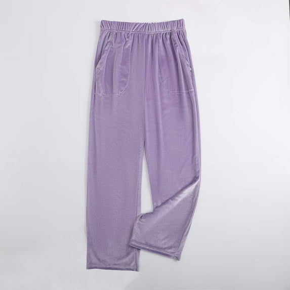 Velvet Pants for Women Elastic Waist Loose Wide Leg Vintage Lounge Party Pants