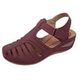 thumbnail image 1 of VerPetridure Closed Toe Sandals for Women Casual Summer Hollow Out Vintage Wedge Sandal Gladiator Flat Sandals, 1 of 4