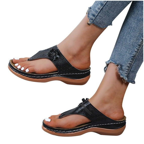 Clearance VerPetridure Flip-flops for Women Orthopedic Wedge Outer Beach Sandals Comfortable Shoes With Ergonomic Soles