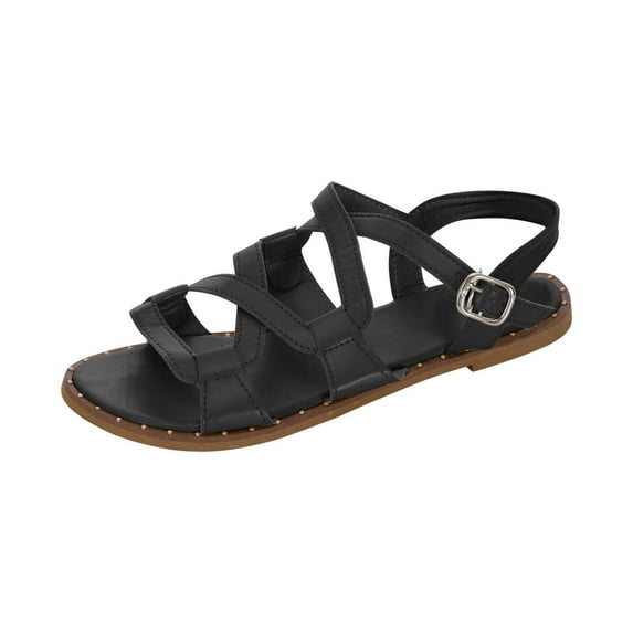 VerPetridure Sandals for Women Casual Summer Roman Open Toe Sandals Buckle-Strap Flat Sandals Walking Retro Sandals
