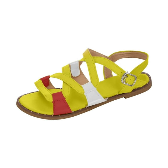 VerPetridure Sandals for Women Casual Summer Roman Open Toe Sandals Buckle-Strap Flat Sandals Walking Retro Sandals
