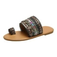 thumbnail image 1 of VerPetridure Sandals for Women Metal Decorative Sequins Slip-toe Flat Women's Sandals Summer Casual Shoes, 1 of 7