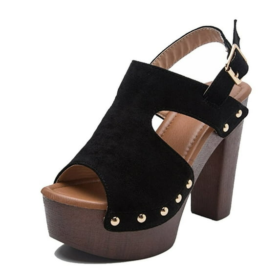 VerPetridure Wedge Heel Sandals Women's Sandals Summer Casual Thick Bottom Fish Mouth Solid Color Sandals