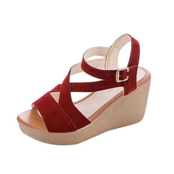 Clearance VerPetridure Wedge Sandals for Women Sandals Summer Casual Roman Shoes Suede Trifle High-heeled Fish Mouth Shoes