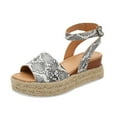 thumbnail image 1 of Clearance VerPetridure Women’s Ankle Strap Platform Wedge Espadrilles Open Toe Canvas Cork Summer Sandals, 1 of 4