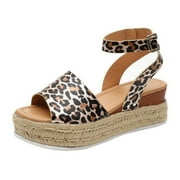 VerPetridure Women s Ankle Strap Platform Wedge Espadrilles Open Toe Canvas Cork Summer Sandals
