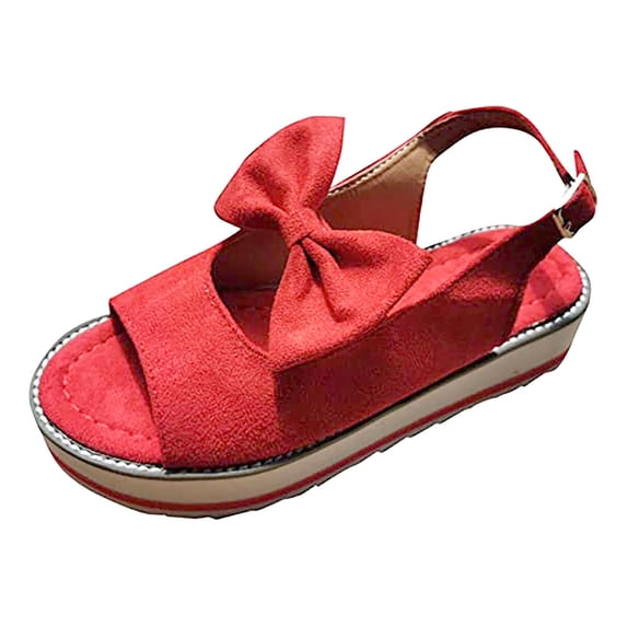 Clearance VerPetridure Women's Fish Mouth Wedges Beach Shoes Low-top Platform Bow Shallow Mouth Women's Sandals Summer Casual Sandals