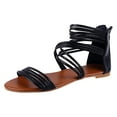 thumbnail image 1 of VerPetridure Women's Sandals Summer Casual Flat Korean Bohemian Round Toe Shoe With Roman Zipper, 1 of 2
