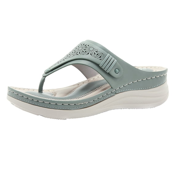 VerPetridure Women's Sandals Summer Casual Round Toe Flip-Toe Comfortable Slope heel Large Size Sandals