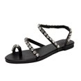 thumbnail image 1 of Clearance VerPetridure Women's Sandals Summer Casual Shoes Diamond Chain Slip-on Sandals Flat Heel Casual Beach Roman Style Sandals, 1 of 8