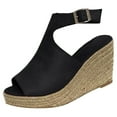 thumbnail image 1 of VerPetridure Women's Sandals Summer Casual Solid Wedges Casual Buckle Strap Roman Shoes Sandals, 1 of 9