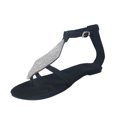 thumbnail image 1 of VerPetridure Women's Sandals Summer Casual Suede Round Toe Zipper Flat Pure Color Buckle Strap Keep Warm Snow Boots, 1 of 4