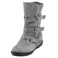 thumbnail image 1 of VerPetridure Women's Sandals Summer Casual Suede Round Toe Zipper Flat Pure Color Buckle Strap Keep Warm Snow Boots, 1 of 6